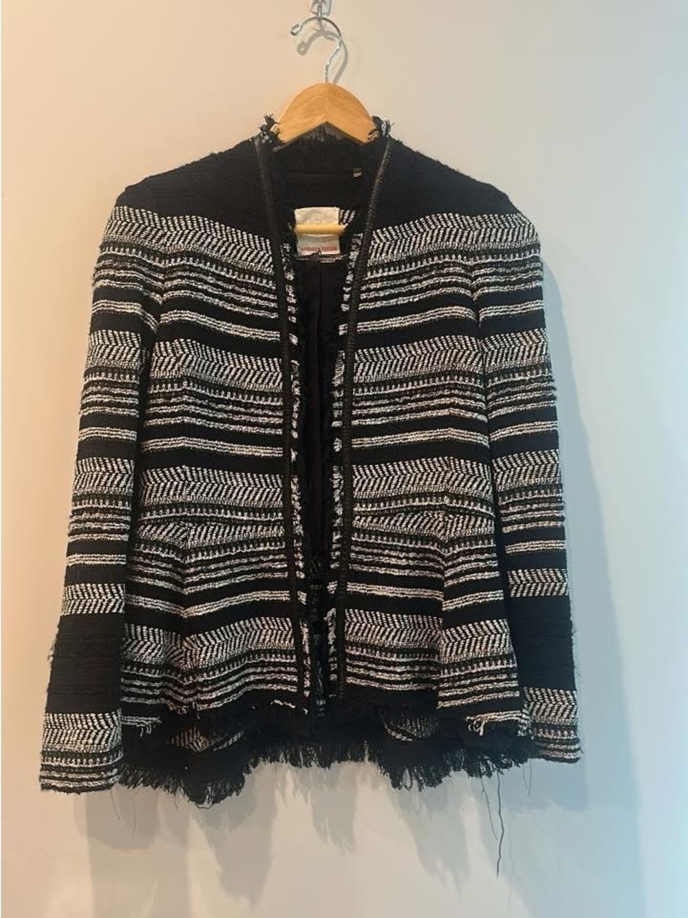 Rebecca Taylor Black and White Striped Tweed Blazer size 2